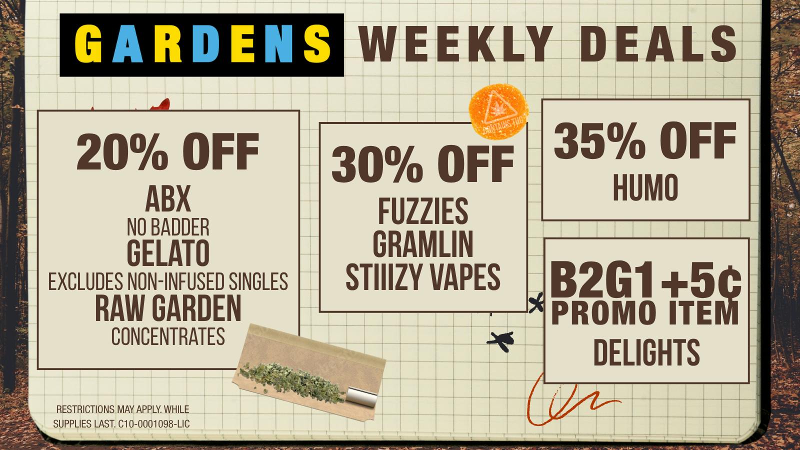 GARDENS DISPENSARY RELEAF ON VINE Weekly Deals 9/17 - 9/24