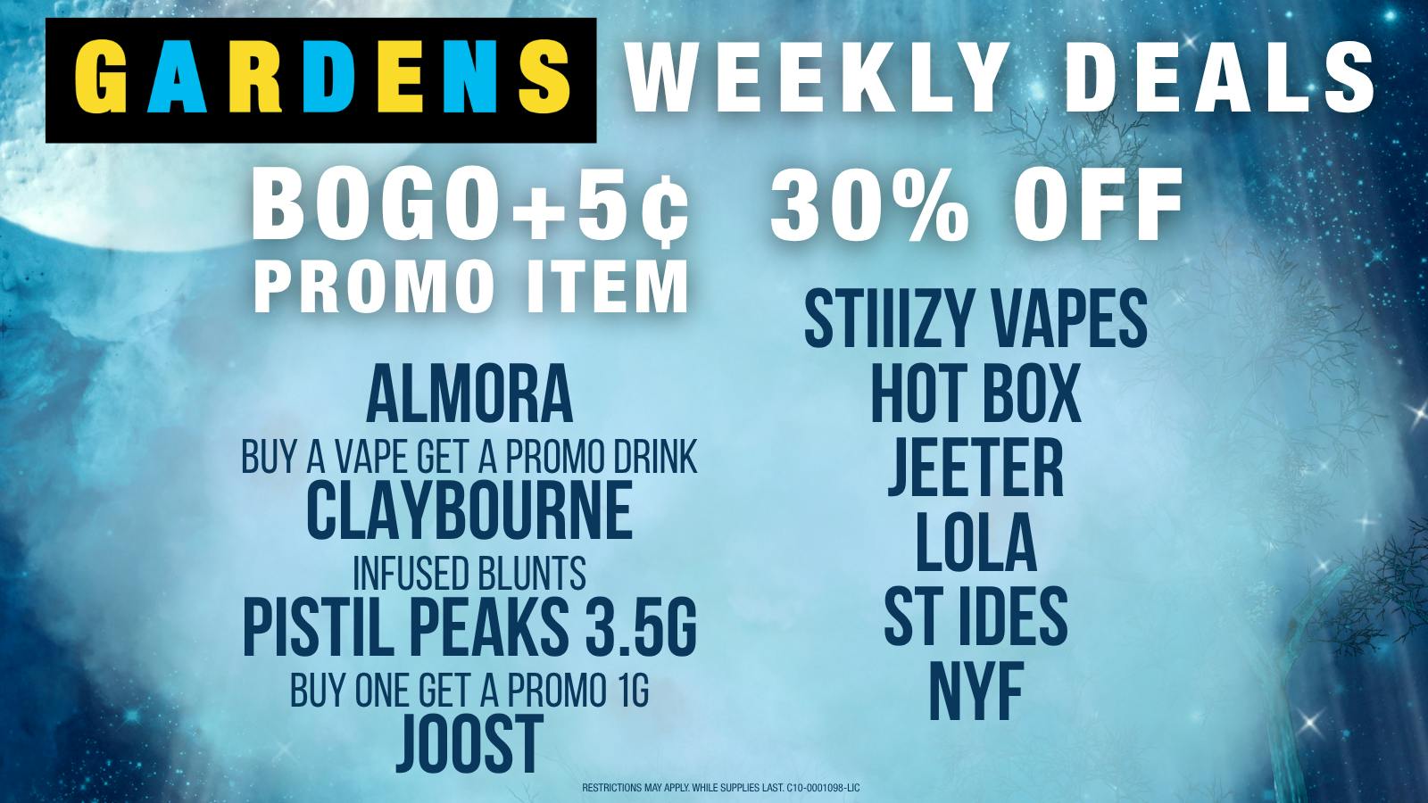 GARDENS DISPENSARY RELEAF ON VINE Weekly Deals 9/24 - 10/1
