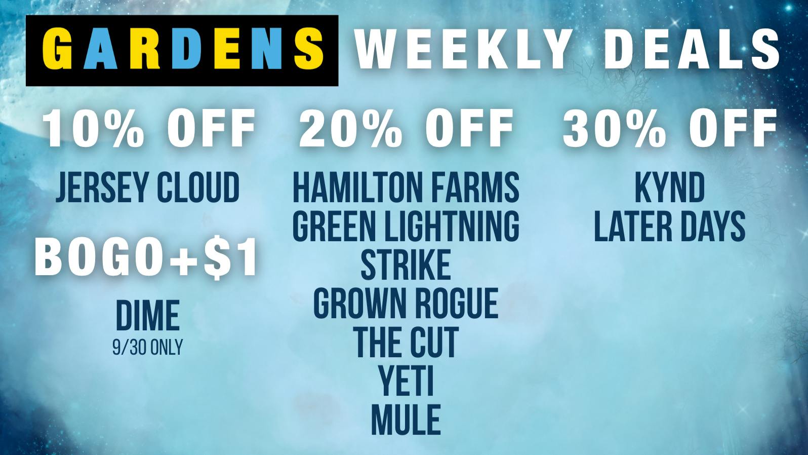 Garfield Gardens Dispensary Weekly Deals 9/24 - 10/1