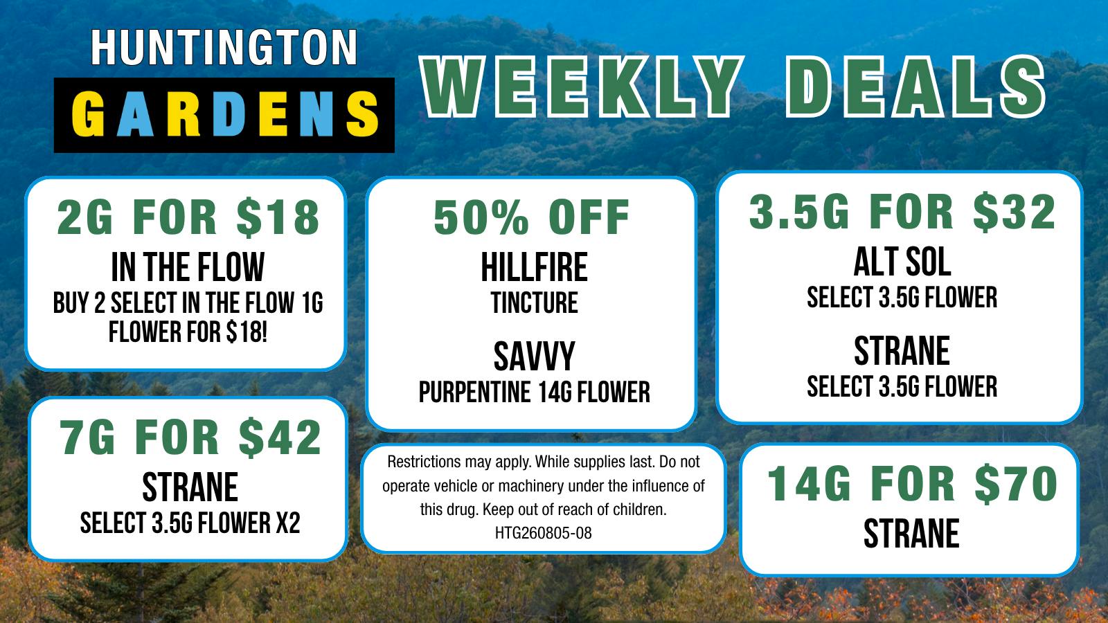 Huntington Gardens Weekly Deals 10/1 - 10/8