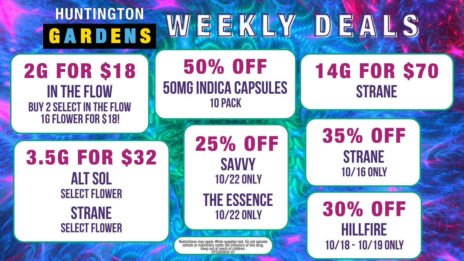 Huntington Gardens Weekly Deals 10/15 - 10/21