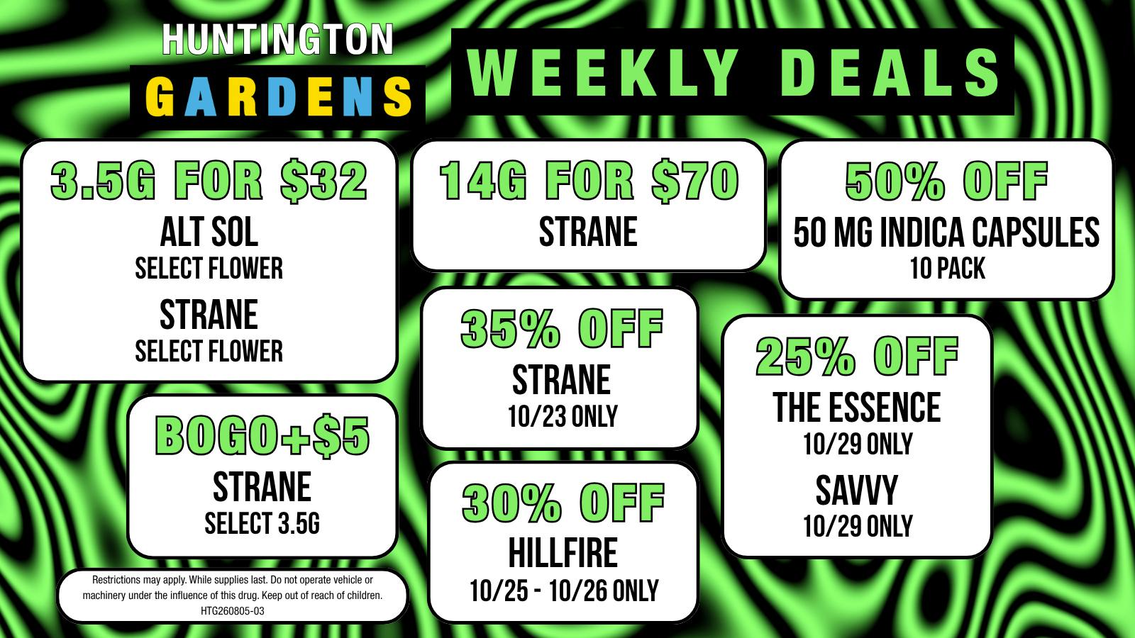 Huntington Gardens Weekly Deals 10/22 - 10/29
