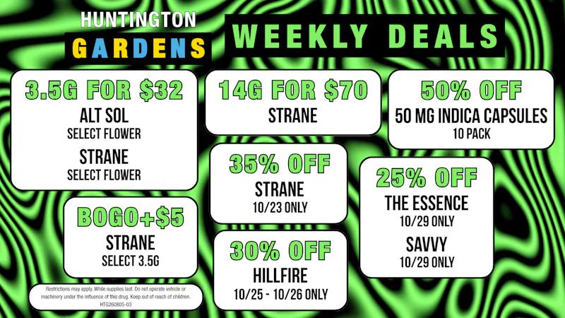 Huntington Gardens Weekly Deals 10/22 - 10/29