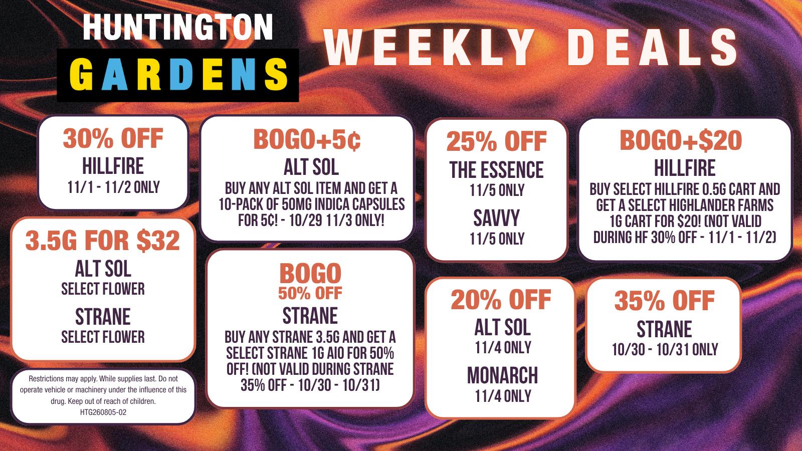 Huntington Gardens Weekly Deals 10/29 - 11/5