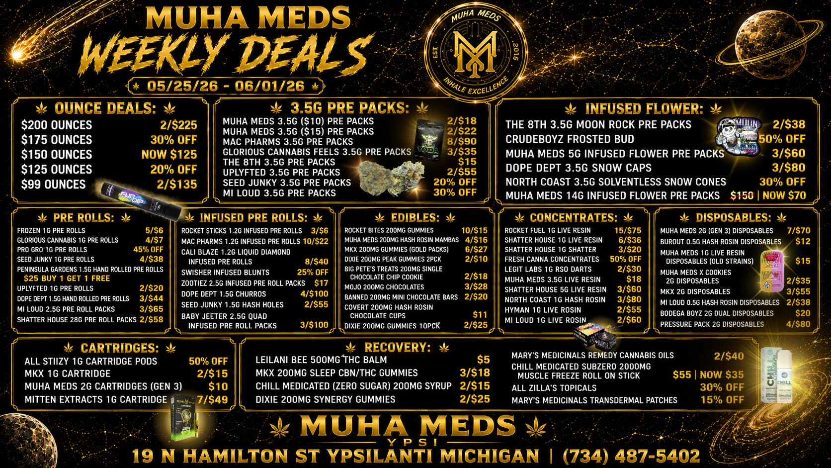 Muha Meds Ypsilanti - Recreational PRE WEEKEND CLOSEOUT DEALS: 12PM TO 6PM ONLY