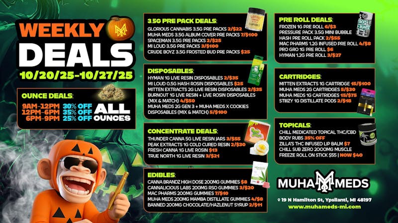 Muha Meds Ypsilanti - Recreational LET'S GET THROUGH THIS MONDAY TOGETHER! 1PM-5PM!