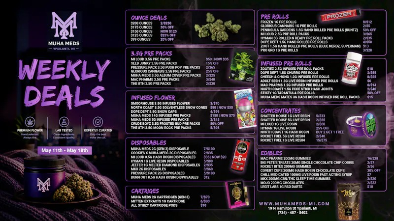 Muha Meds Ypsilanti - Recreational MONDAY MELT DOWN! 11:30AM-2PM ONLY!