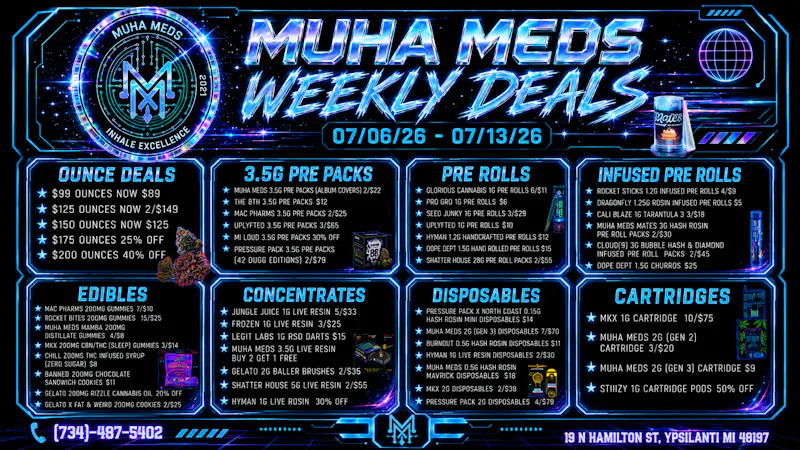 Muha Meds Ann Arbor - Recreational Delivery AFTER WORK KICK BACK! 4:30PM-9PM ONLY!