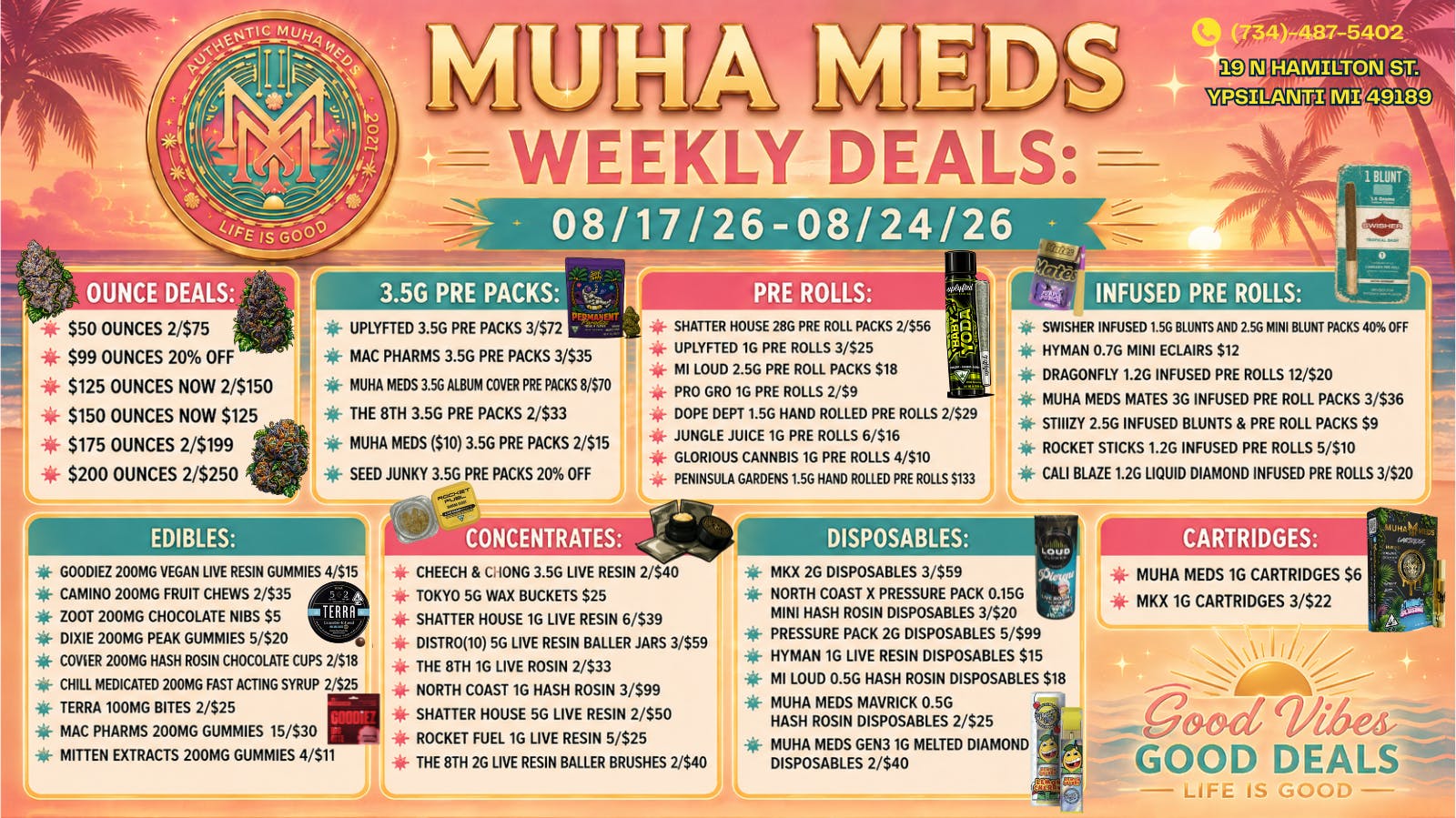 Muha Meds Ypsilanti - Recreational MUHA MEDS WEEKLY DEAL DROP! 08/17-08/24