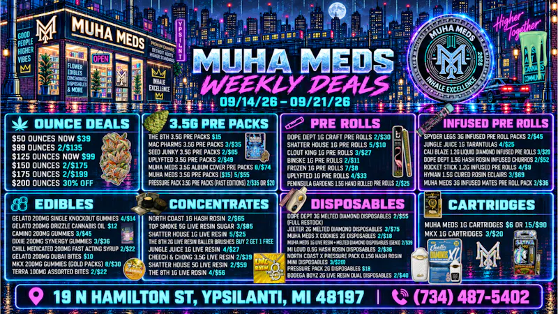Muha Meds Ypsilanti - Recreational Delivery WE'VE GOT THE MONDAY CURE! 10:30AM-2PM ONLY!