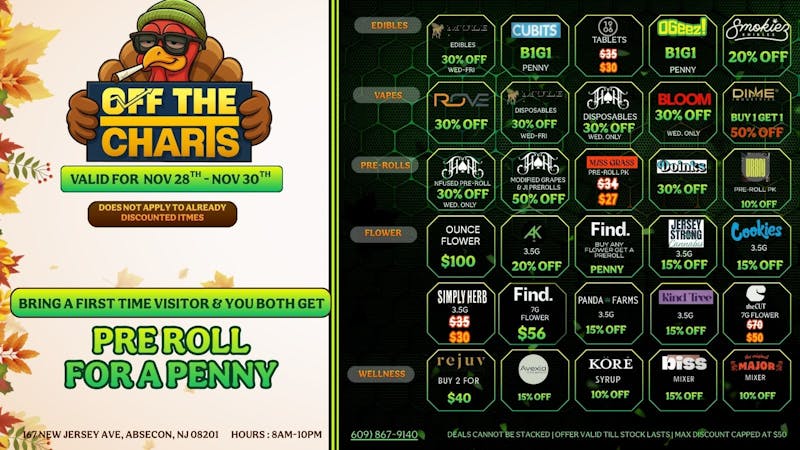 Off The Charts - New Jersey FTP 25% OFF WEEKEND DEALS!!