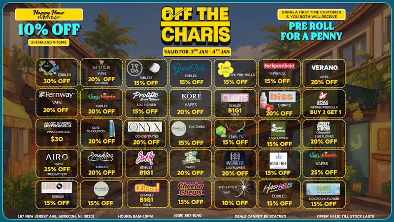 Off The Charts - New Jersey FTP 25% OFF WEEKEND DEALS