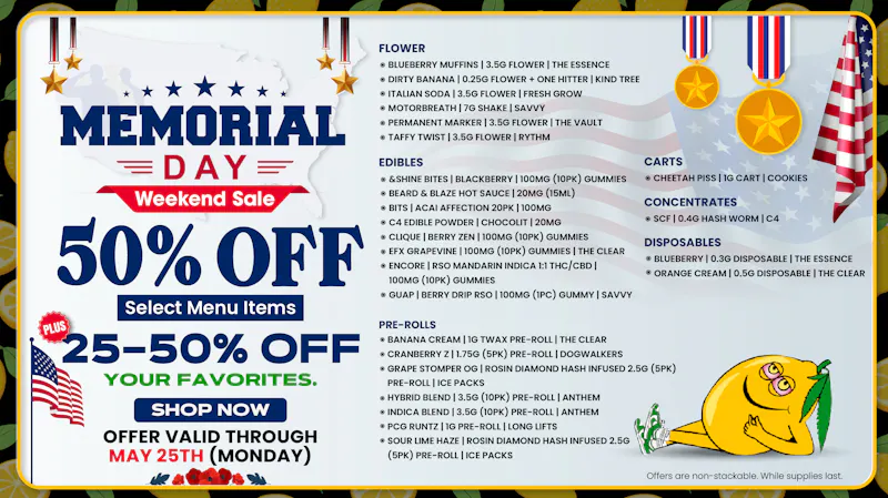 Lemon 22 Memorial Day Sale – 50% OFF Select Menu Items!!!