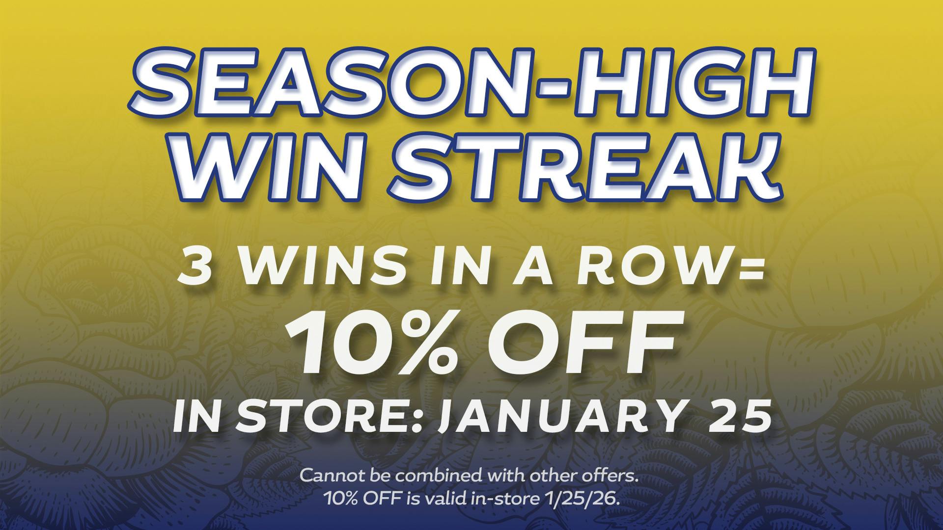 Star Buds Buffalo Season-High Win Streak = 10% OFF!