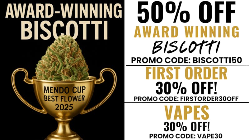 Golden Apple Cannabis Co. 50% Off Biscotti-30% Off Vapes-30% Off First Order