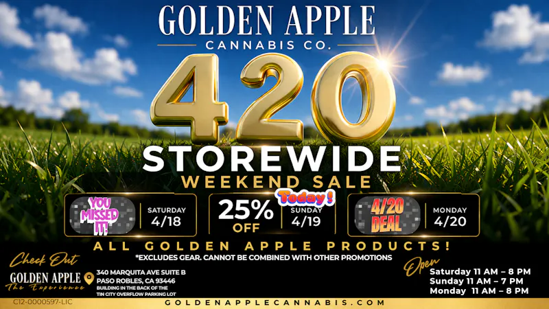 Golden Apple Cannabis Co. HAPPY 420 WEEKEND! 25% OFF STOREWIDE TODAY!