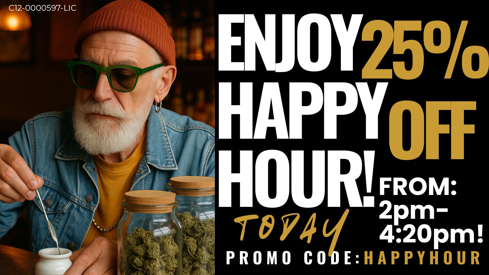 Golden Apple Cannabis Co. 25% HAPPY HOUR TODAY FROM 2PM-4:20PM