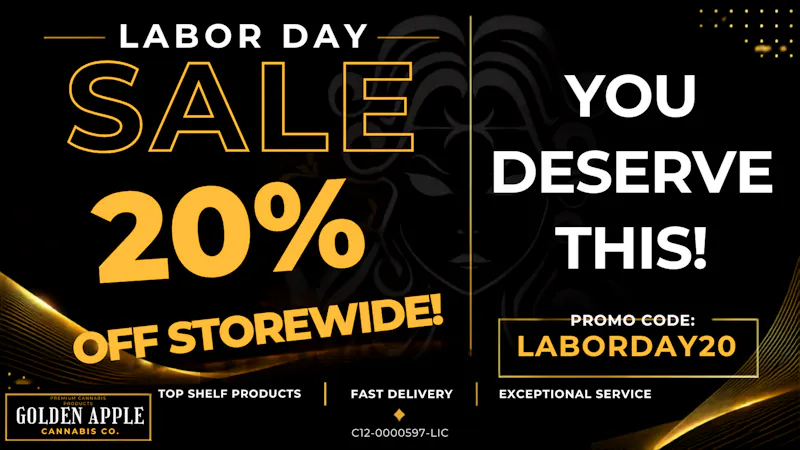 Golden Apple Cannabis Co. LABOR DAY 20% OFF STOREWIDE