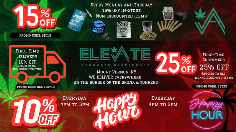 Elevate Cannabis Dispensary 25% Off First Time Customer