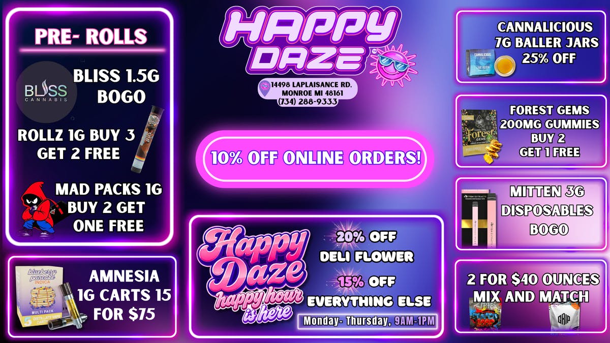 Happy Daze STAY IN THE DAZE WITH 10% OFF ONLINE ORDERS!