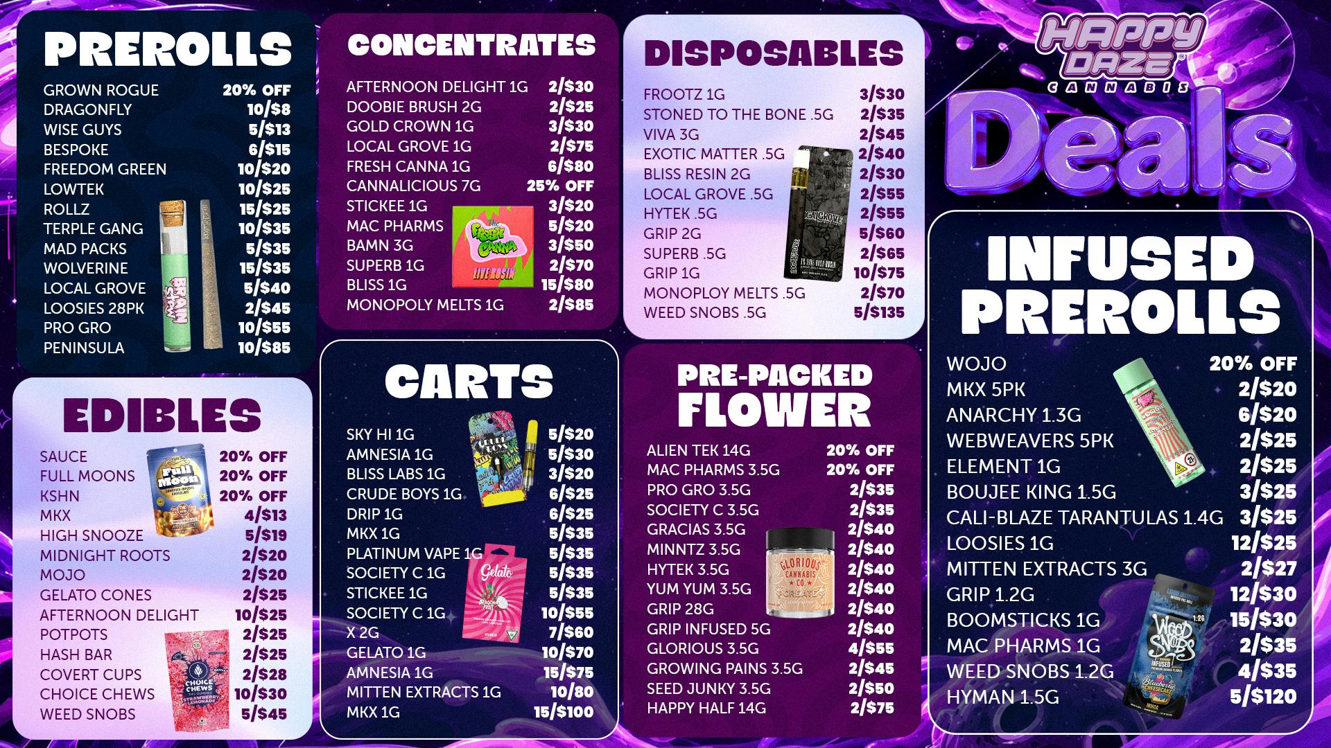 Happy Daze Happy Daze Deals: Purple Savings Across Menu Today