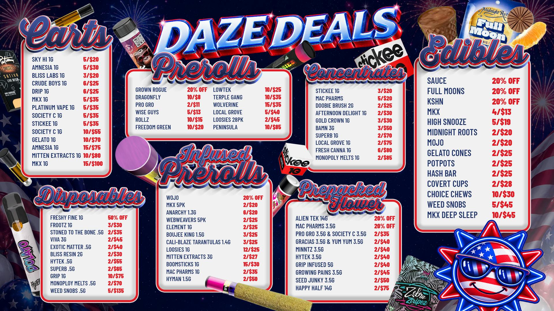 Happy Daze Happy Daze Deals: Star Spangled Menu Savings Today