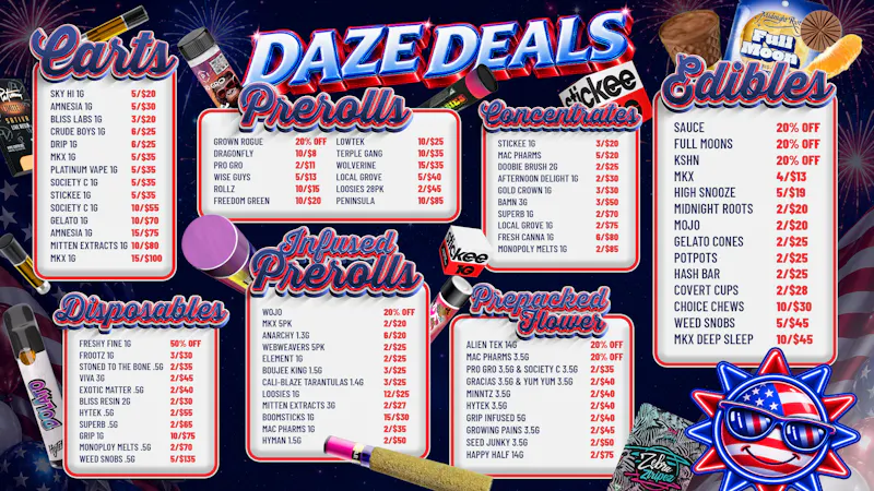 Happy Daze Happy Daze Deals: Star Spangled Menu Savings Today