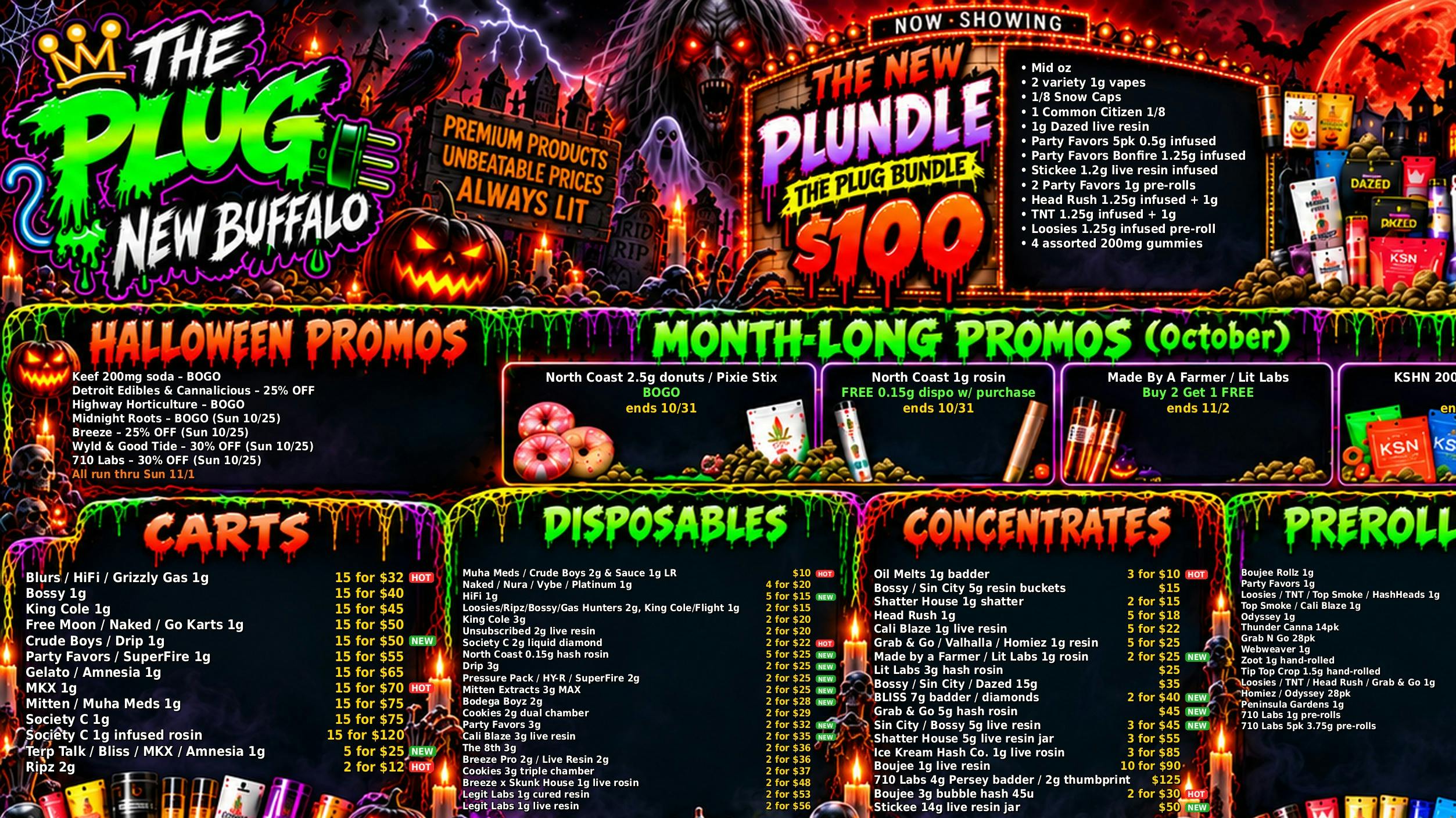 The Plug New Buffalo - NOW OPEN 🎃 $100 PLUNDLE + 15 CARTS $32 + FREE ITEM DAILY