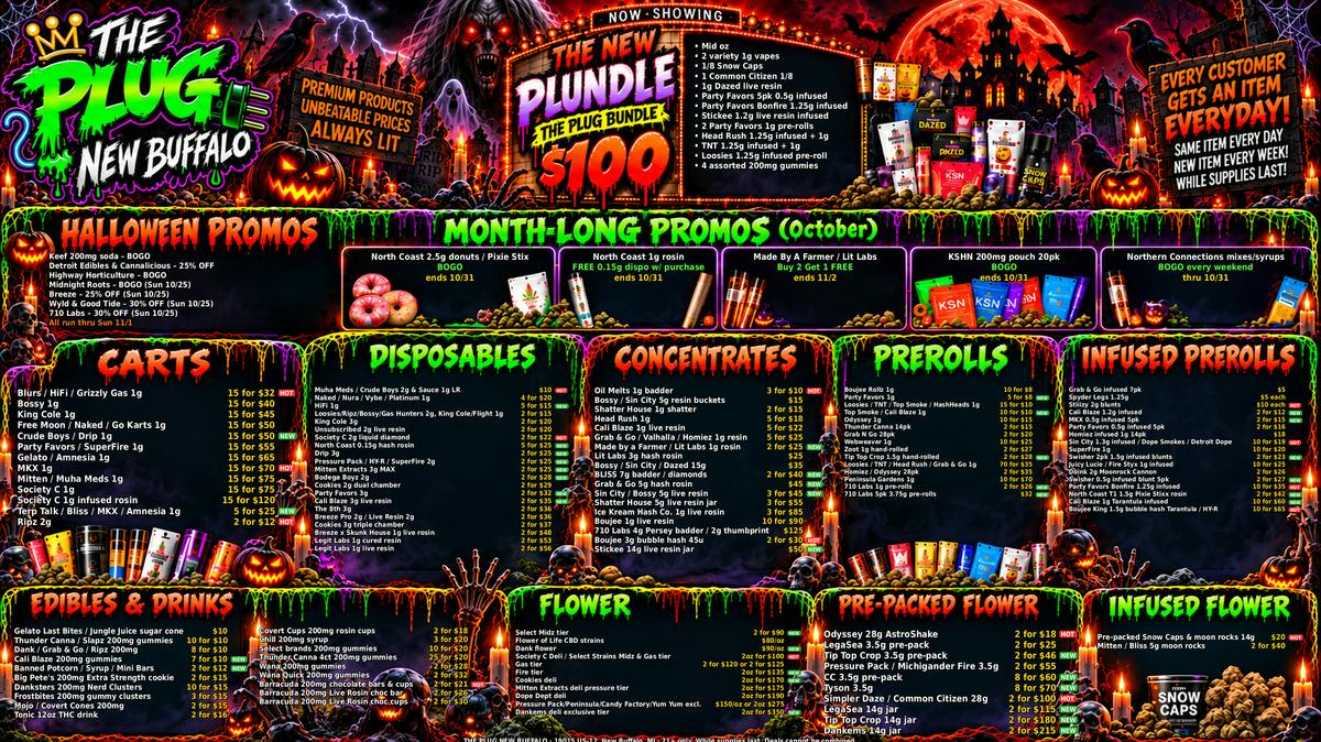 The Plug New Buffalo - NOW OPEN 🎃 $100 PLUNDLE + 15 CARTS $32 + FREE ITEM DAILY