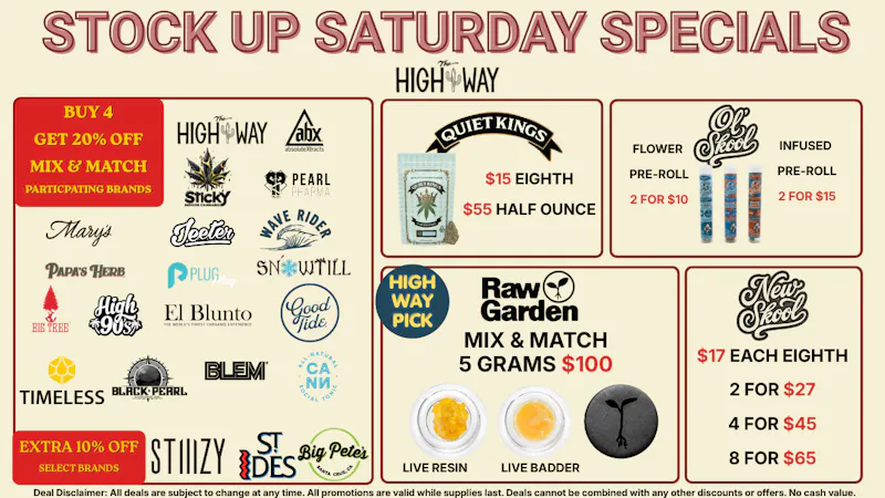 The High Way Stock Up Satuday - Buy 4, Get 20% Off