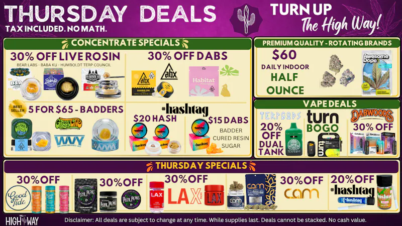 The High Way DEALS ON DABS & 30% OFF TOP BRANDS!