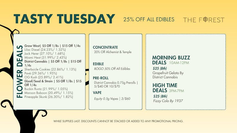 The Forest Baltimore TASTY TUESDAY! 25% OFF ALL EDIBLES