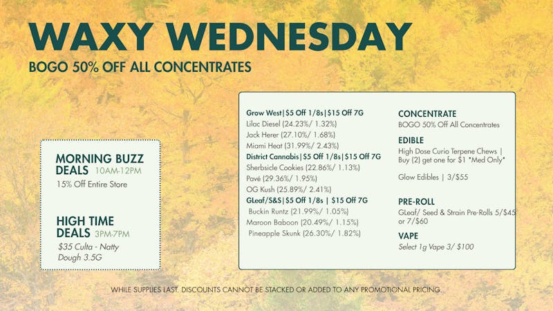 The Forest Baltimore WAXY WEDNESDAY! BOGO 50% OFF ALL CONCENTRATES