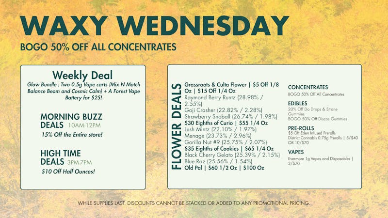 The Forest Baltimore WAXY WEDNESDAY! BOGO 50% OFF ALL CONCENTRATES