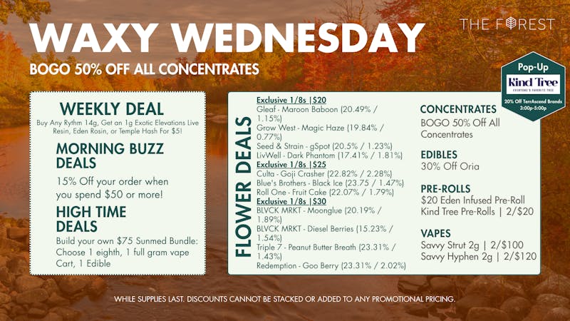 The Forest Baltimore WAXY WEDNESDAY! BOGO 50% OFF ALL CONCENTRATES