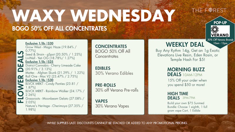 The Forest Baltimore WAXY WEDNESDAY! BOGO 50% OFF ALL CONCENTRATES