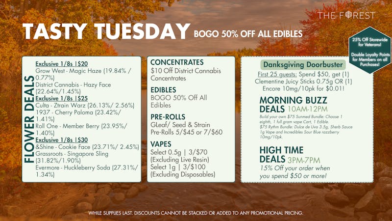 The Forest Baltimore TASTY TUESDAY! BOGO 50% OFF ALL EDIBLES