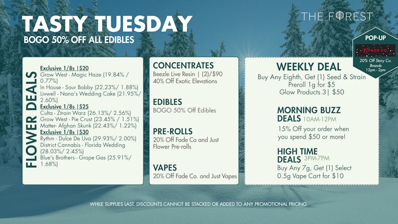 The Forest Baltimore TASTY TUESDAY! BOGO 50% OFF ALL EDIBLES