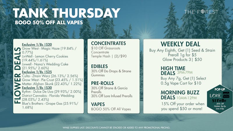 The Forest Baltimore TANK THURSDAY! BOGO 50% OFF ALL VAPES