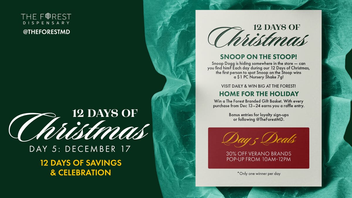 The Forest Baltimore 5th DAY OF CHRISTMAS! 30% OFF VERANO PRODUCTS!