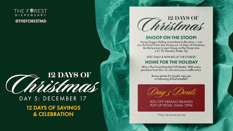 The Forest Baltimore 5th DAY OF CHRISTMAS! 30% OFF VERANO PRODUCTS!