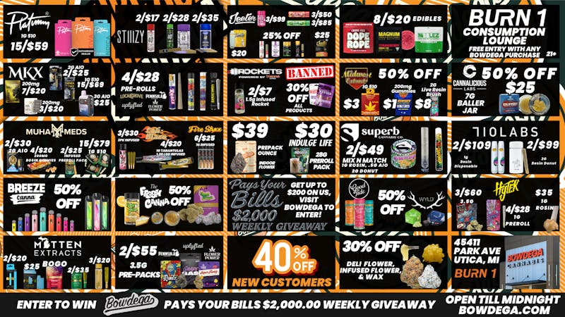 BOWDEGA UTICA - REC - OPEN LATE Burn1 @ Bowdega Open 'Til Midnight