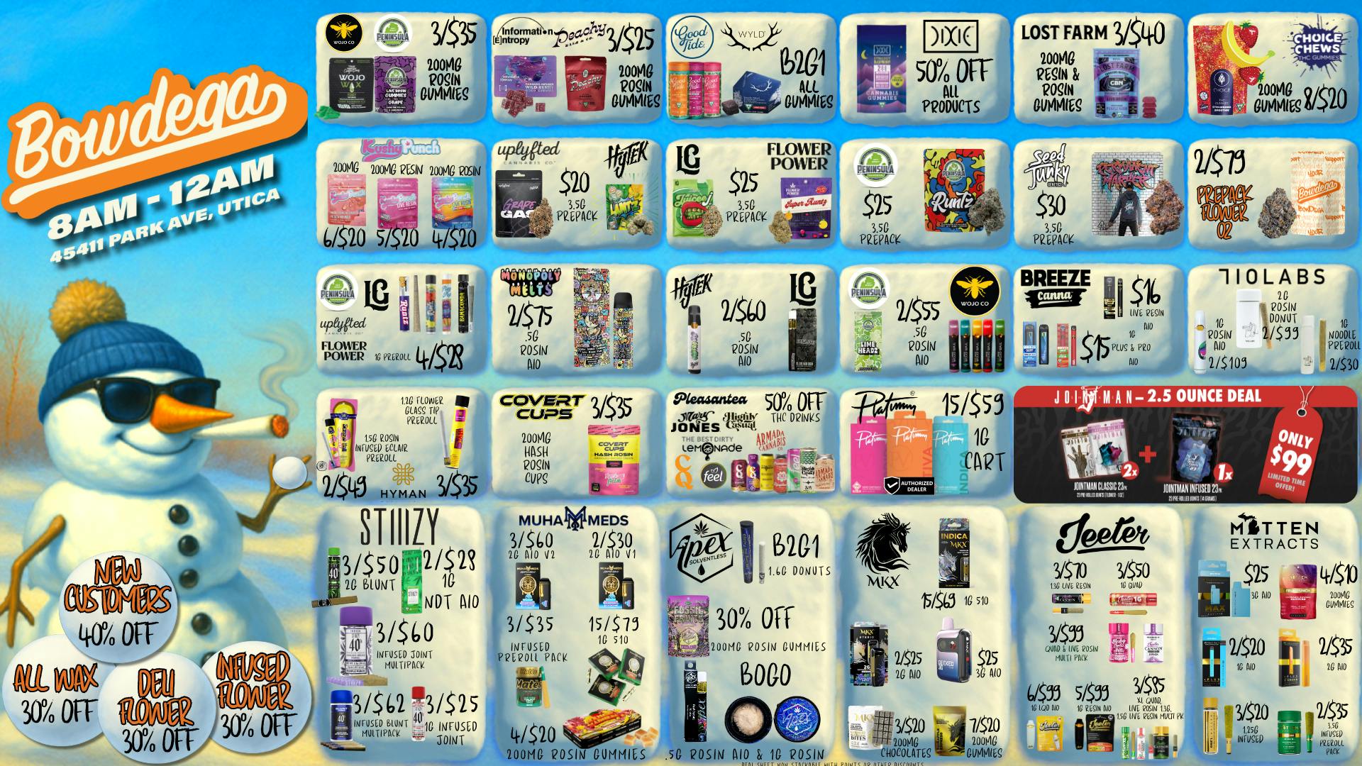 BOWDEGA UTICA - REC - OPEN LATE Bowdega Utica Open Til Midnight