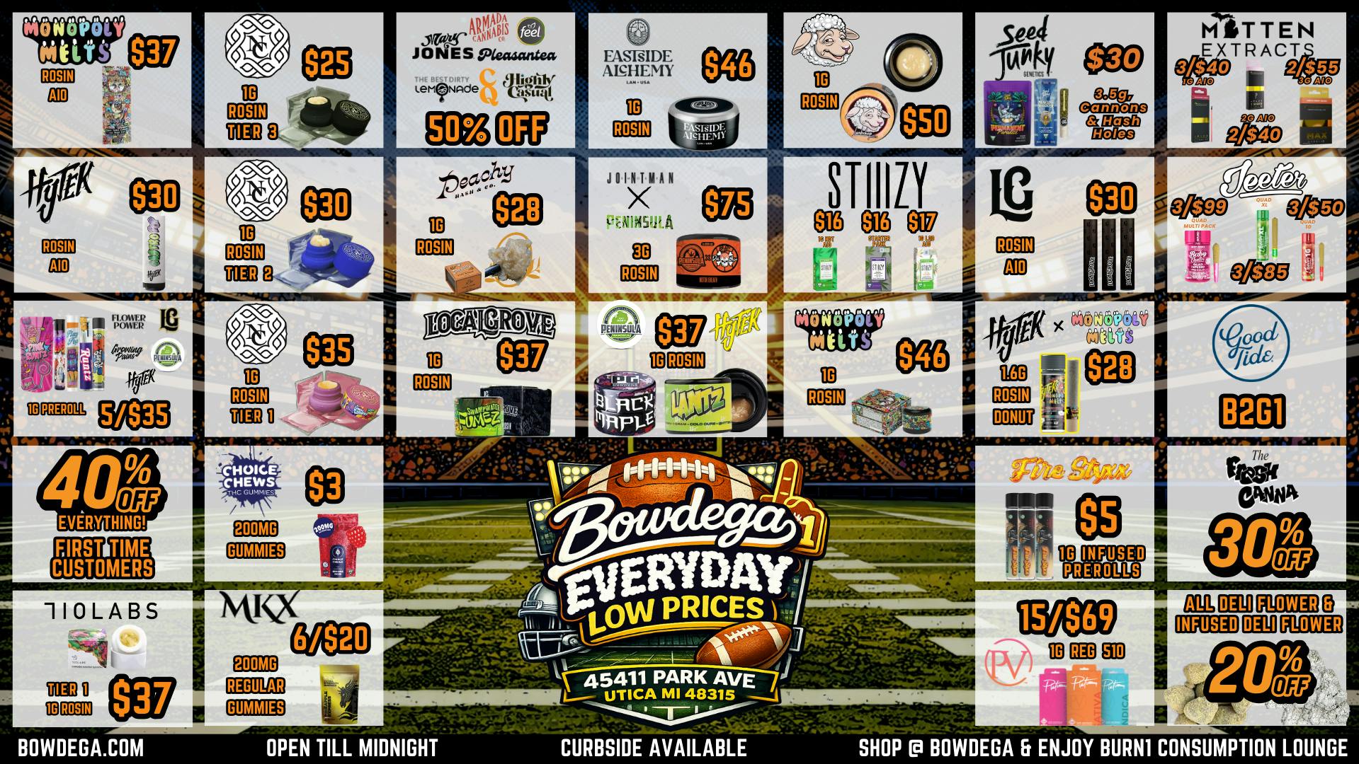 BOWDEGA UTICA - REC - OPEN LATE Bowdega Utica Open Til Midnight