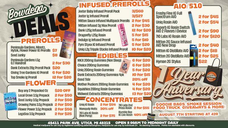 BOWDEGA UTICA - REC - OPEN LATE Bowdega Utica Open Until Midnight!