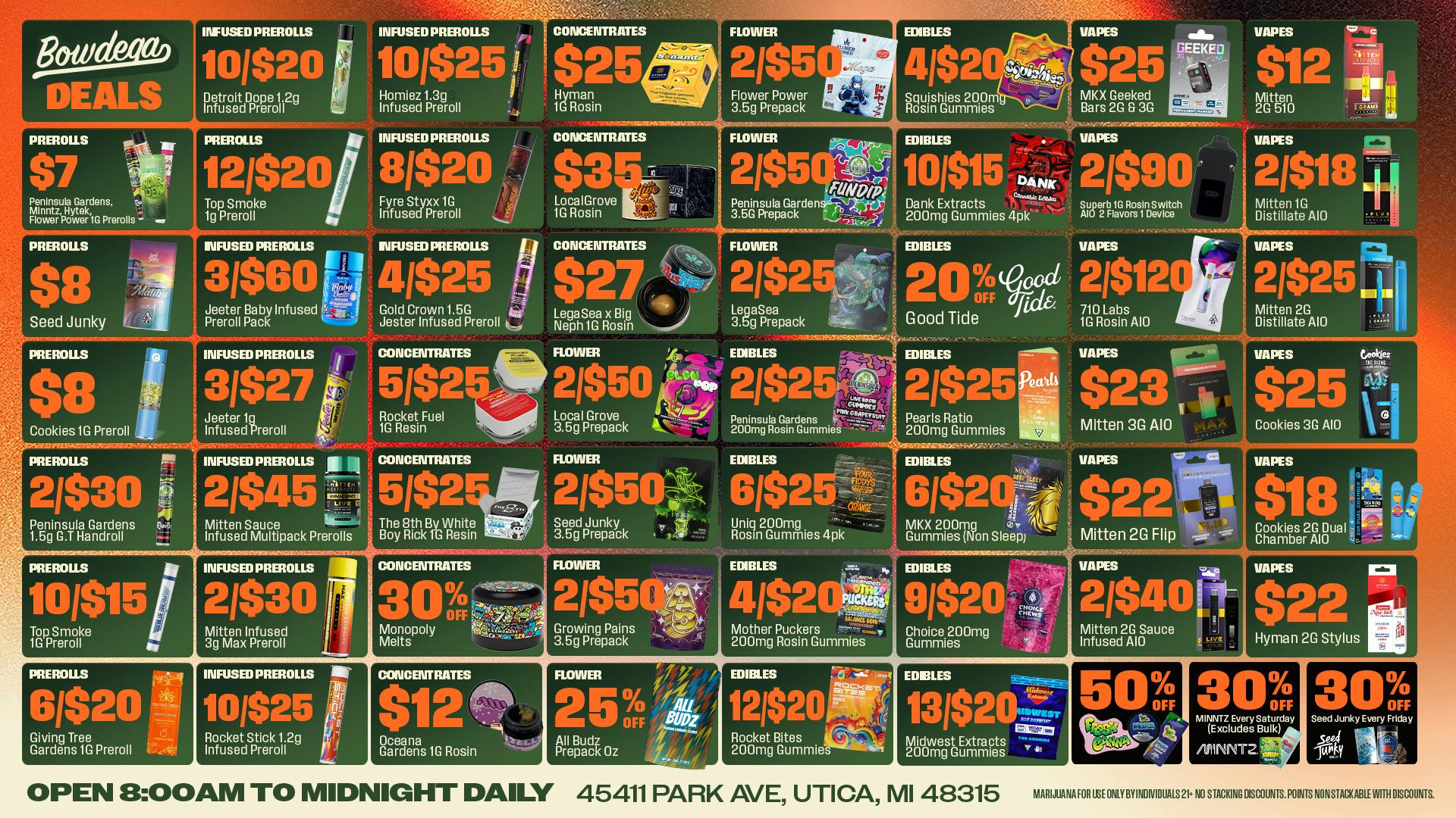 BOWDEGA UTICA - REC - OPEN LATE Bowdega Utica Open Until Midnight