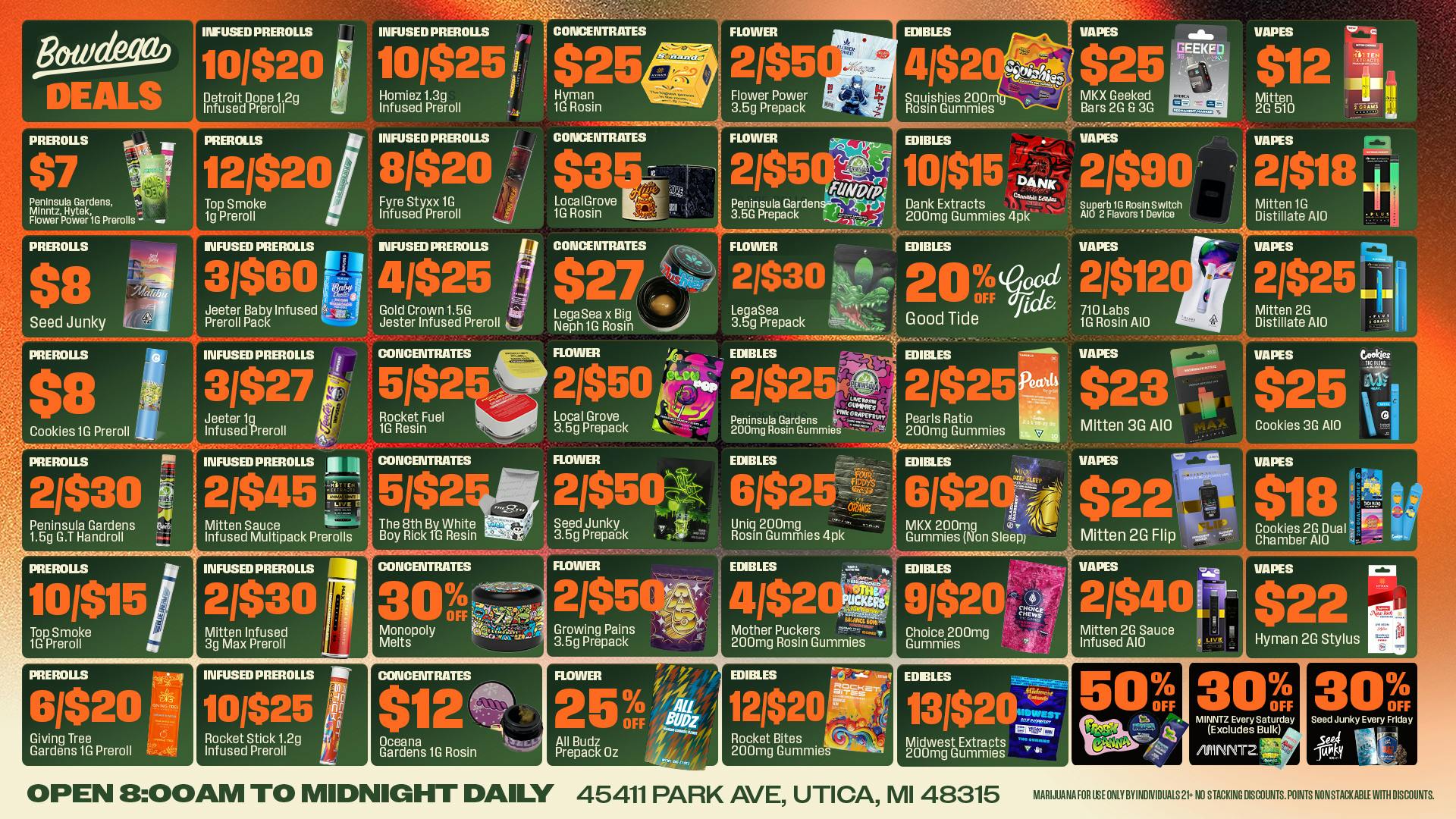 BOWDEGA UTICA - REC - OPEN LATE Bowdega Utica Open Until Midnight