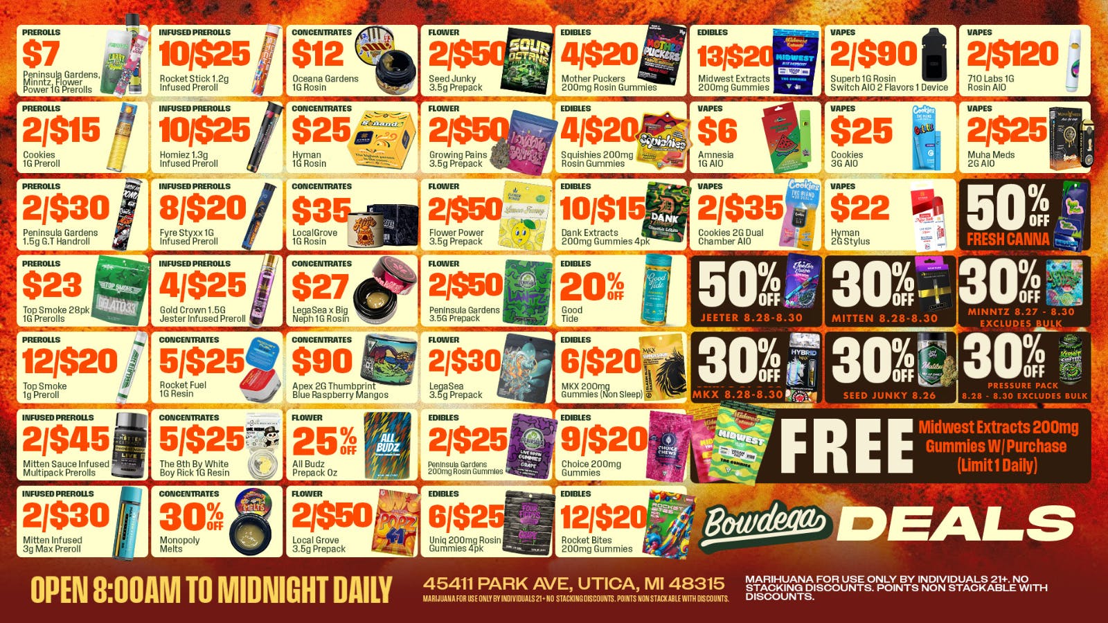 BOWDEGA UTICA - REC - OPEN LATE Bowdega Utica Open Until Midnight