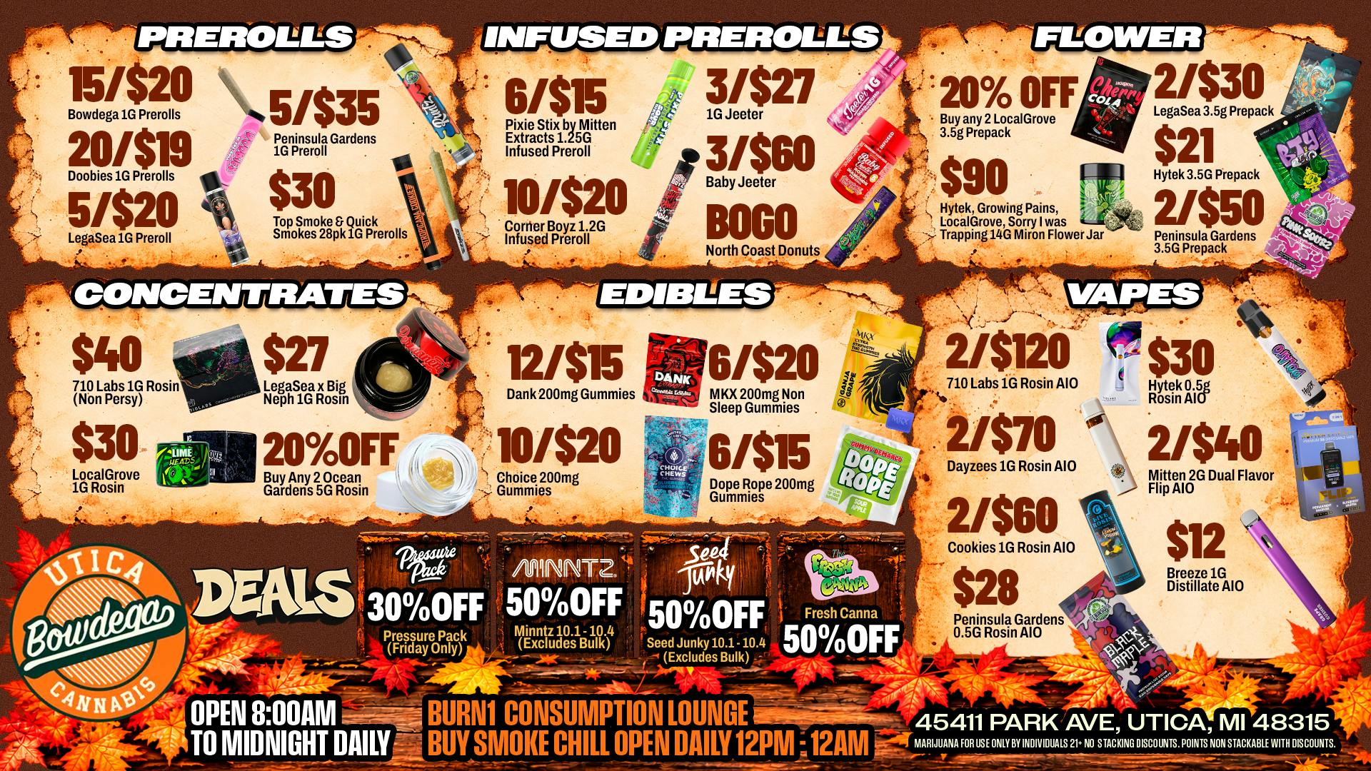 BOWDEGA UTICA - REC - OPEN LATE Bowdega Utica Open Until Midnight!