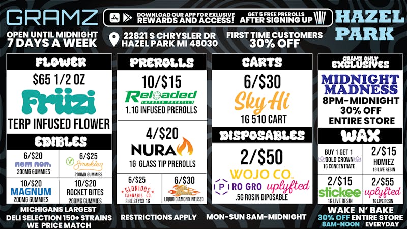 Gramz Cannabis Delivery OPEN UNTIL MIDNIGHT 7 DAYS A WEEK